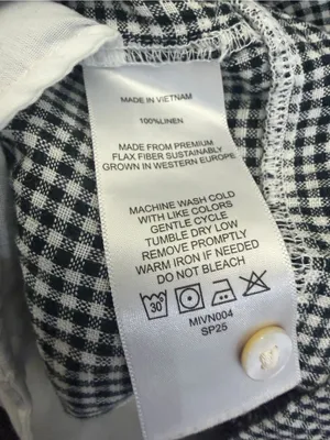 100% European Linen Sleeveless Mini Gingham Shift Swing Dress thumbnail 7
