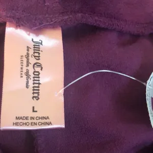 Juicy Couture Soft Velvet Bling Top & Jogger Lounge Set Sz L Purple Embellished thumbnail 5