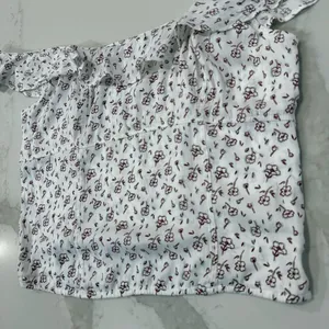 Free People Floral Smocked Ruffle Trim Tank Top Womens Medium WhiteCombo Cottage thumbnail 7