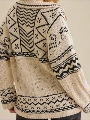 NEW Altar’d State Ivory & Black Knit Cardigan Sweater Size XL NWT thumbnail 2