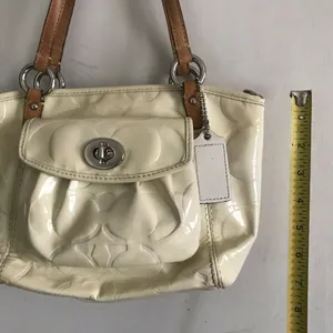 COACH Cream Leather All Over Logo Handbag thumbnail 4