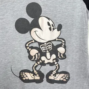 Disney Mickey Mouse Skeleton Halloween Raglan Shirt Size Small V neck thumbnail 2