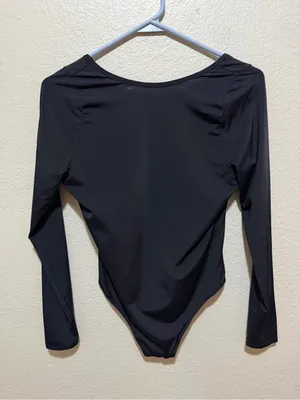Parade Black Scoop Back Thong Bodysuit Long Sleeve Medium thumbnail 2