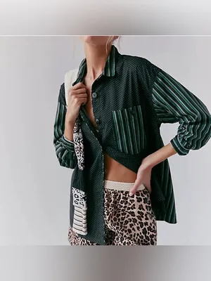 Free People Intimately Milk & Cookies Oversized Button Down Shirt Size Small thumbnail 2