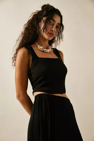 Free People Daphne Ribbed Crop Top Black Size Small thumbnail 1
