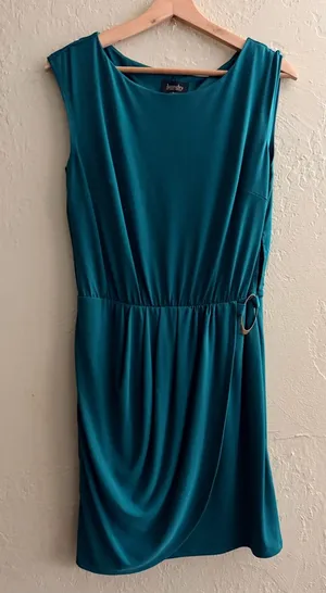Laundry By Shelli Segal Teal Sleeveless Midi Dress with Side Ring Detail thumbnail 1