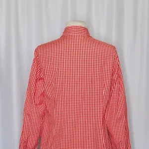 LILLY PULITZER Red White Blue Gingham Plaid Ruffled Buttondown Top Blouse Size 6 thumbnail 7