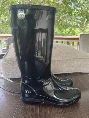 UGG Women's black rain boots size 7 manufactured in the USA thumbnail 2