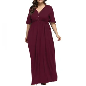 Allegrace 2XL Burgundy Maxi Dress Empire Waist Button Front Casual Boho thumbnail 3
