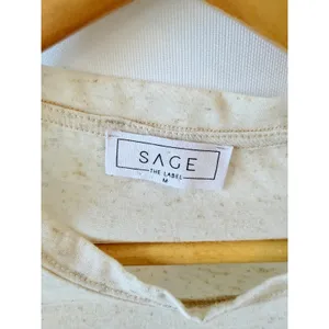 NWOT Sage The Label Short‎ Sleeve Tee Women's Cream Size Medium thumbnail 2