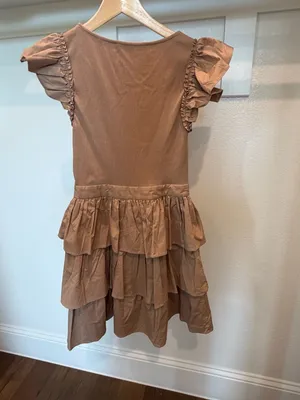 Rachel Parcell Brown Ribbed Ruffle Tiered Mini Dress thumbnail 4
