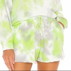 Free People Kelly Sweat Shorts Tie Dye‎ Citron Green Gray X Small thumbnail 1