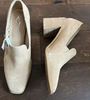 JOIE Beige Suede Block Heel Mules Shoes 8.5 NWOB thumbnail 1