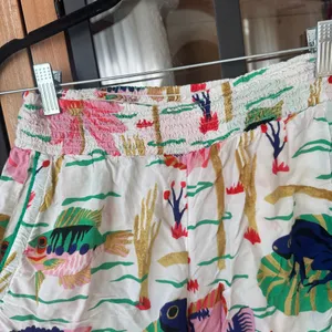 Anthropologie x Claire Colin art shorts elastic smock waistband colorful print thumbnail 5