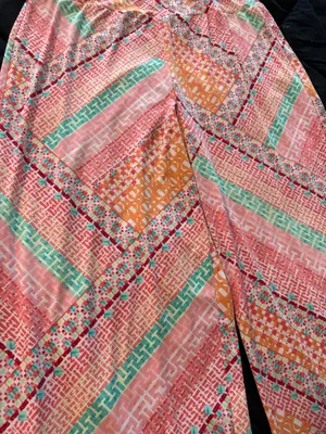 {CATO} Silky Wide Leg Printed Palazzo Pants - Pink Multicolor thumbnail 2