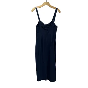 BHLDN Evonna Navy Blue Twist Front Tie Midi‎ Dress Wedding Guest Size 4 thumbnail 4
