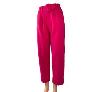 & Other Stories Pink Pleated Belted High Rise Straight Trousers Dress Pants Sz 0 thumbnail 3