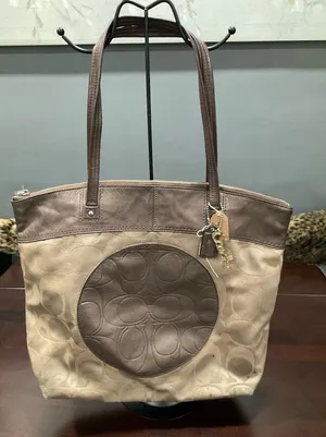 Coach Laura Large Tote With Tan And Metallic‎ Brown Leather thumbnail 1