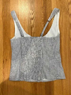 Hollister Top Striped Tank Blue White Summer Top XS thumbnail 1