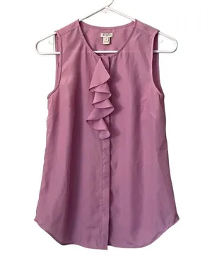 J.Crew Factory pink flutter sleeveless summer blouse business casual top thumbnail 1