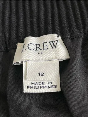 J. Crew Scalloped Side Walk Linen Blend Skirt Women’s Size 12 Black Pull On thumbnail 9