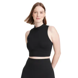 NWT All In Motion Light Support High-Neck Crop Sports Bra 89809232 Black XS thumbnail 3