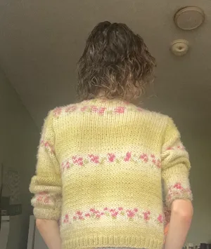 Handmade Vintage Cottage Core Hand Knit Cardigan Sweater thumbnail 3