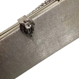 Vintage silver sparkle clutch with decorative clasp thumbnail 2