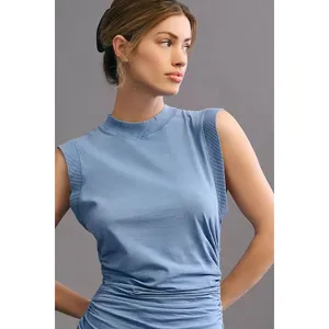 Daily Practice by Anthropologie Blue Tie Up Mini Sun Dress Athletic Size S thumbnail 3