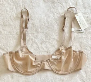 NWT Smoothez by Aerie Nude/Cream Mesh Unlined Balconette Bra - 34B thumbnail 1