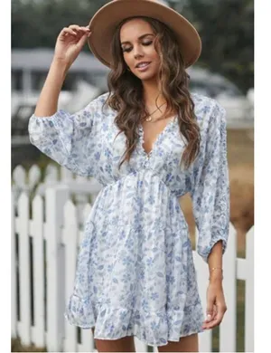 VICI Blue floral Mini dress Small thumbnail 2