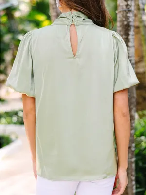 Satin Puff Sleeve Wrap Front Top thumbnail 2