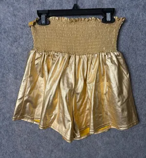 Peach Love by Frock Candy NWT Gold Smocked Waist Women’s Medium Shorts thumbnail 1