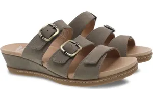 Dansko Allyson Textured Nubuck Leather Sandals in Stone Size 40 Slip On Slides thumbnail 1