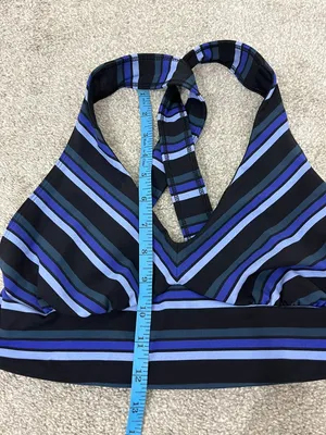 New Free People FP Movement Medium Blue Tonal Stripe Gidget Sports Bra NWT thumbnail 5