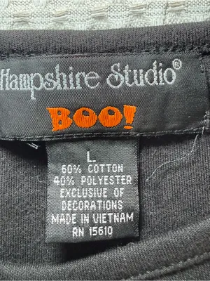 Hampshire Studio Boo Halloween Shirt Womens Large Long Sleeve Spider Web Bling thumbnail 3