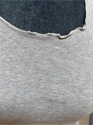 Brandy Melville Italy light grey cotton ruffled long sleeve crop top shirt thumbnail 2