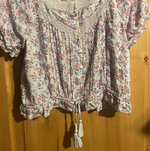 Lucky Brand 7W46342 Lilac Multi Floral Short Sleeve Peasant Top $69.50 EUC M thumbnail 8