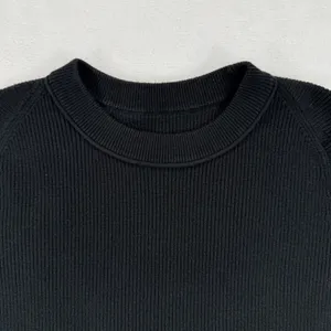 lululemon Ribbed Knit Crewneck Sweater‎ Black Women S LW3HJCS Thumbholes Raglan thumbnail 7