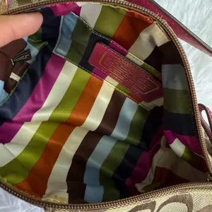 y2k COACH Legacy Stripe Signature Canvas Mini Purse Shoulder Bag Wristlet thumbnail 6