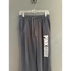 Victoria's Secret PINK Wide Leg Sweatpants Charcoal Gray Graphic Logo Small thumbnail 3