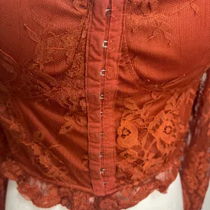 Lace Corset Top Rust Sheer Indie Sleeze Y2K Festival Coquette Romantic Sexy M thumbnail 4