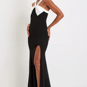 NEW Lulus Luxurious Outlook Black and White Bow Mermaid Maxi Dress thumbnail 7