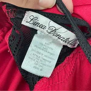 Linea Donatella Y2K Lace Tank Top racerback babydoll womens Black Red medium intimates lingerie thumbnail 2