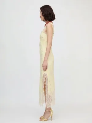 NWT Hill House Alba in Yellow White Lace Maxi Dress XS thumbnail 2