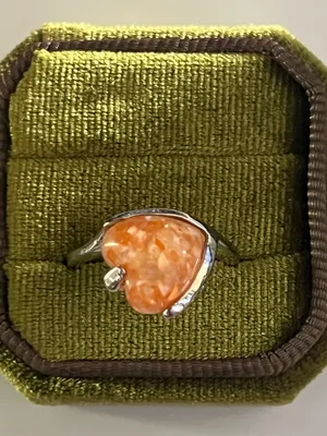 Elegant/Classic Titanium Steel Silver Sparkling Orange Heart Design Ring S 9 thumbnail 2