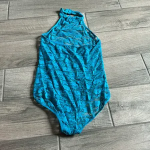 Fredericks of hollyw teal lace bodysuit thumbnail 3
