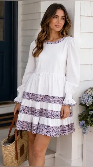 Pomander Place Tuckernuck Dress Fran Mini Swing mediumWhite Floral Coastal Prepp thumbnail 1