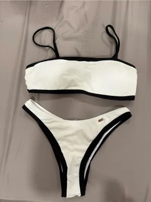 White Bikini Set with Black Trim thumbnail 2