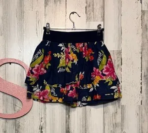 Hollister Floral Ruffle Mini Skirt Navy Size S thumbnail 1